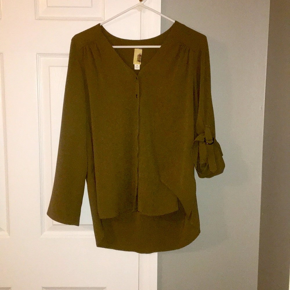 Olive Green Buckle Blouse